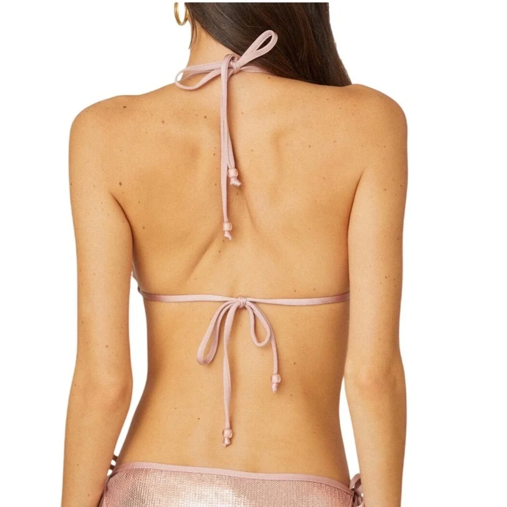 NWT Shoshanna Bikini Top Swimsuit C/D Rose Gold‎ Sequins MSRP $175